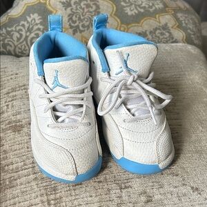 Jordan Kids White and Light Blue Sneakers